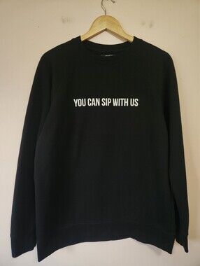 Brunette The Label You Can Sip With Us Black Graphic Crewneck Sweatshirt M/L
